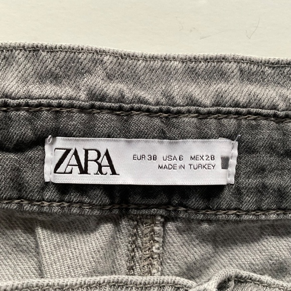 ZARA Womens Paperbag Mom Jeans Sz 6 Gray High Waist On Trend Y2K Grunge Comfort - Picture 3 of 10